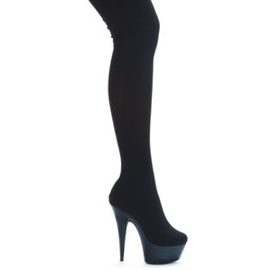 Ellie Platform Thigh High Platform Heel Black sz 7